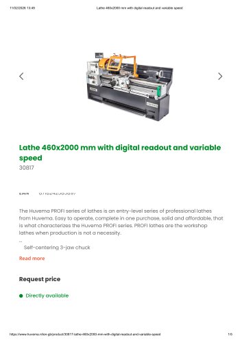 Lathe 460x2000 mm with digital readout and variable speed
