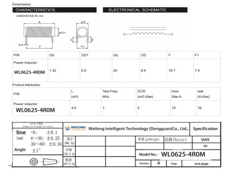 WL0625 Efficiency Ferrite Core Inductor