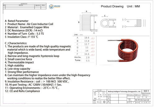 WL1914 Industrial Air Core Inductor Coil Guide
