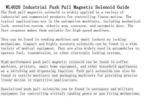  WL4020 Industrial Push Pull Magnetic Solenoid Guide