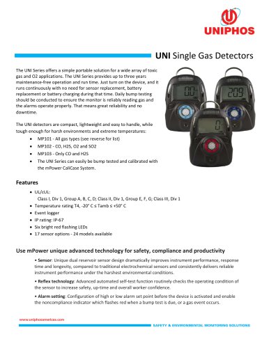 UNI Single Gas Detectors