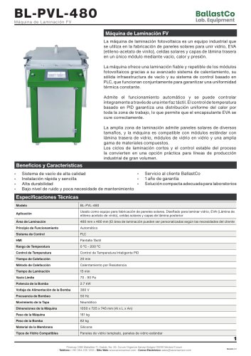BL-PVL-480 M&aacute;quina de Laminaci&oacute;n FV
