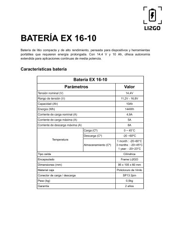 Ficha T&eacute;cnica EX 16-10