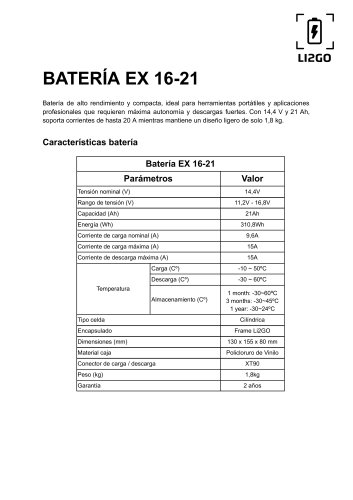 Ficha T&eacute;cnica EX 16-21