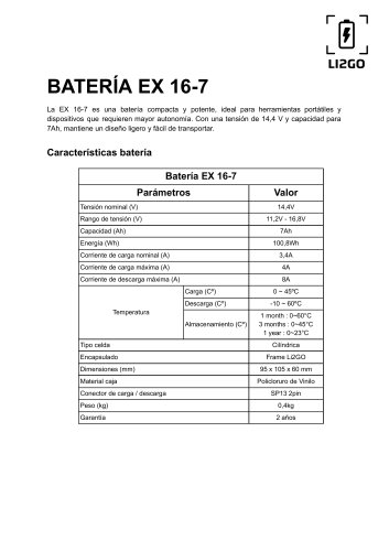 Ficha T&eacute;cnica EX 16-7