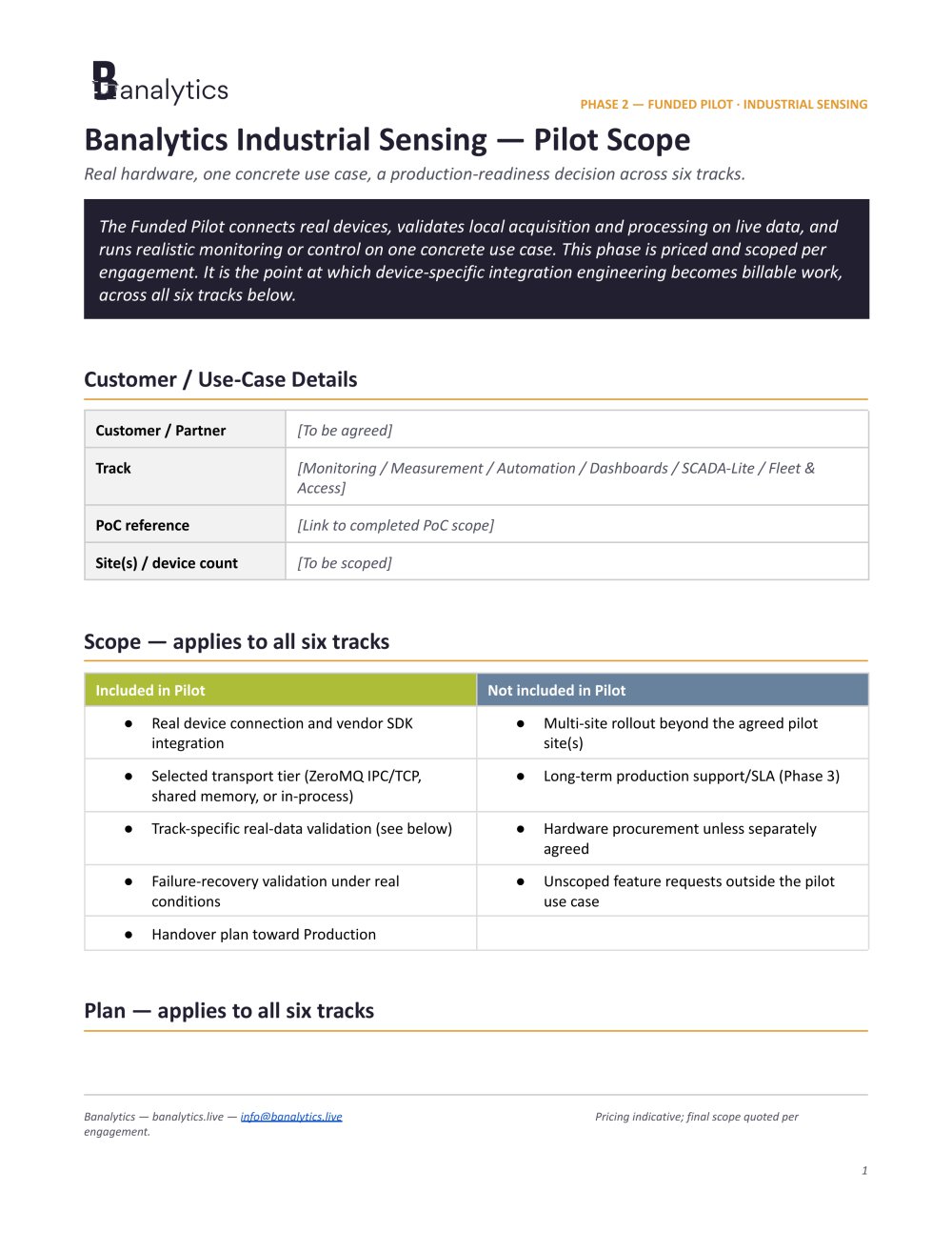 Banalytics Industrial Sensing Pilot Scope - BANALYTICS sp. z o.o.