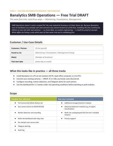 Banalytics SMB Operations &mdash; Free Trial DRAFT