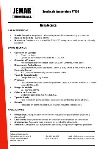 Sondas de temperatura PT100 