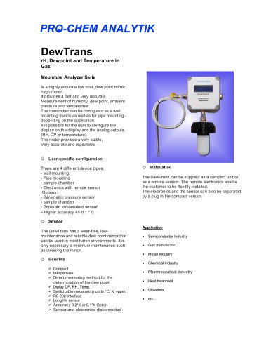 Product data sheet DewTrans