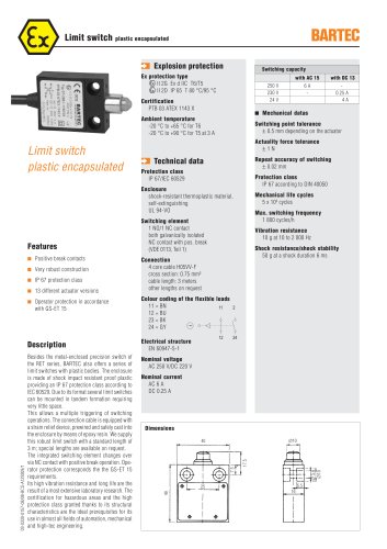 Limit switch plastic encapsulated