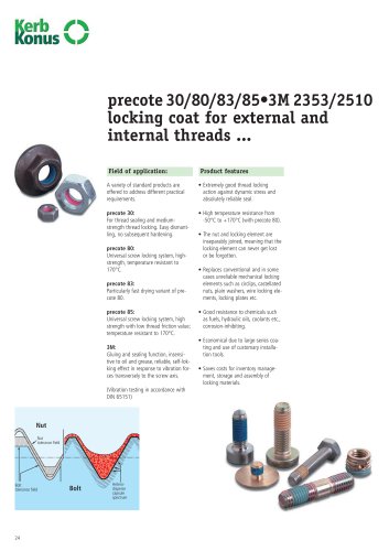 precote 30- 80 - 83 - 85 3M 2353 locking coat for external and internal threads