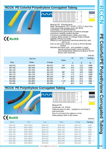 PE Colorful Polyethylene Corrugated Tubing