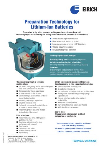 Preparation Technology for Lithium-Ion Batteries