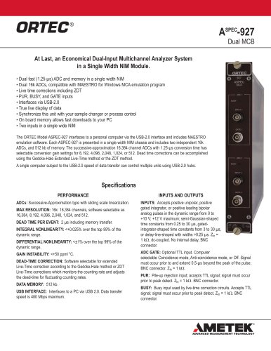 ASPEC-927 Dual Input Multichannel Analyzer