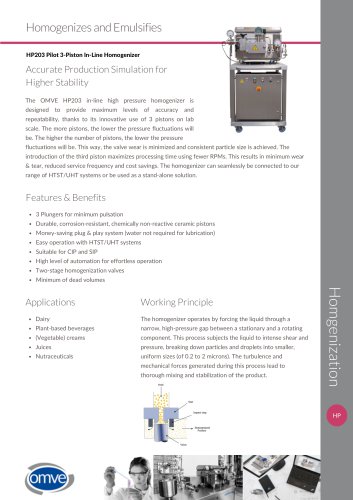 OMVE HP203 Homogenizer