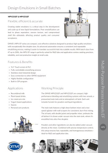 OMVE MPV231EF & MPV251EF Emulsifier