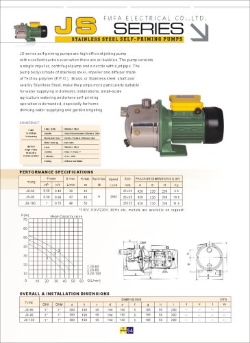 JS series stainless steel self-priming pumps