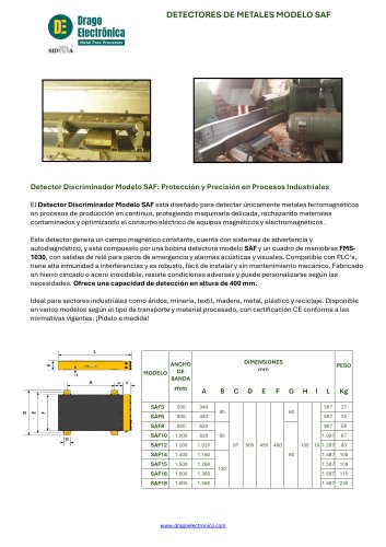 Detector de metales modelo SAF