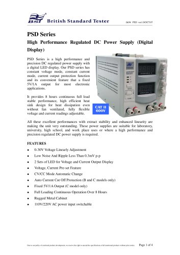 PSD Series High Performance Regulated DC Power Supply (Digital Display)