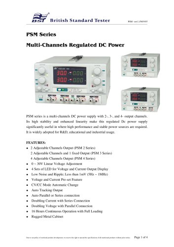 PSM Series Multi-Channels Regulated DC Power