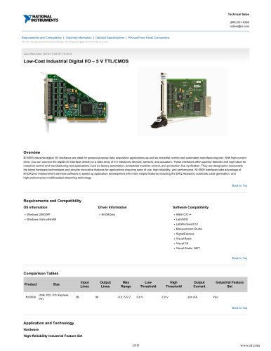 Low-Cost Industrial Digital I/O – 5 V TTL/CMOS