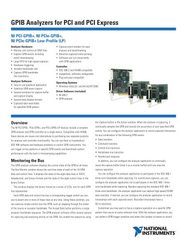 NI PCIe-GPIB+ Low-Profile Low-Profile PCI Express GPIB Interface and Analyzer