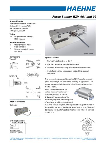 Aluminum Web Tension Sensor BZV-A 01+02