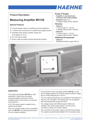 Analog Measurement Amplifier MV128