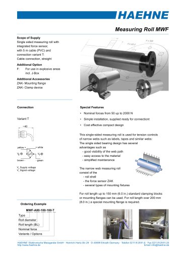 Force Measuring Roll MWF, cantilever design