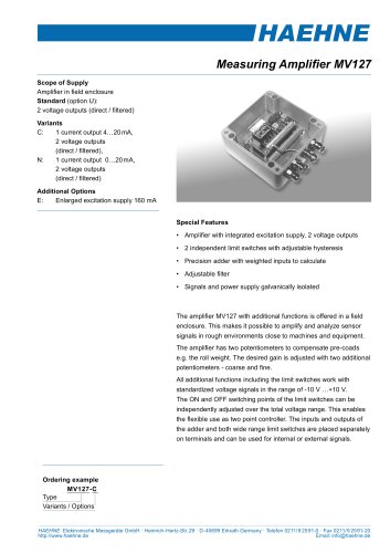 Measurement Amplifier MV127