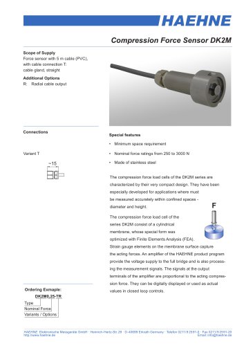 Miniature Compression Force Sensor DK2M