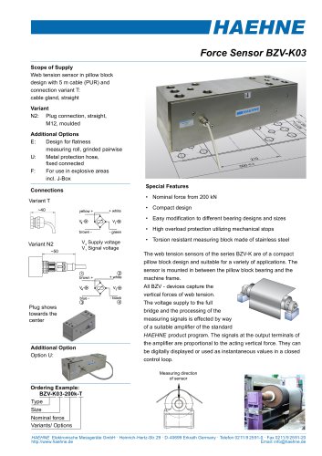 Strip Tension Force Sensor BZV-K03