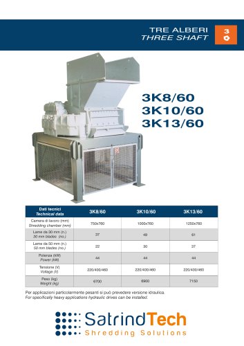 THREE SHAFT-SHREDDER-3K 60HP SERIES-SATRINDTECH SRL