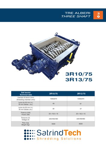 THREE SHAFT-SHREDDER-3R 75HP SERIES-SATRINDTECH SRL