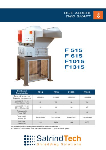 TWO SHAFT-SHREDDER-F 15HP SERIES-SATRINDTECH SRL