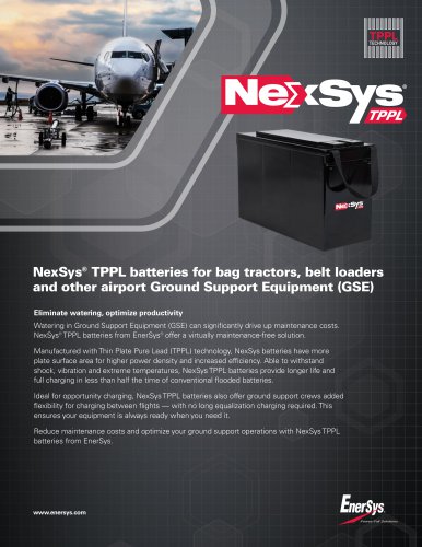 NexSys® TPPL batteries for bag tractors, belt loaders and other airport Ground Support Equipment (GSE)