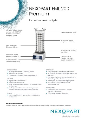 Data Sheet NEXOPART EML 200 Premium