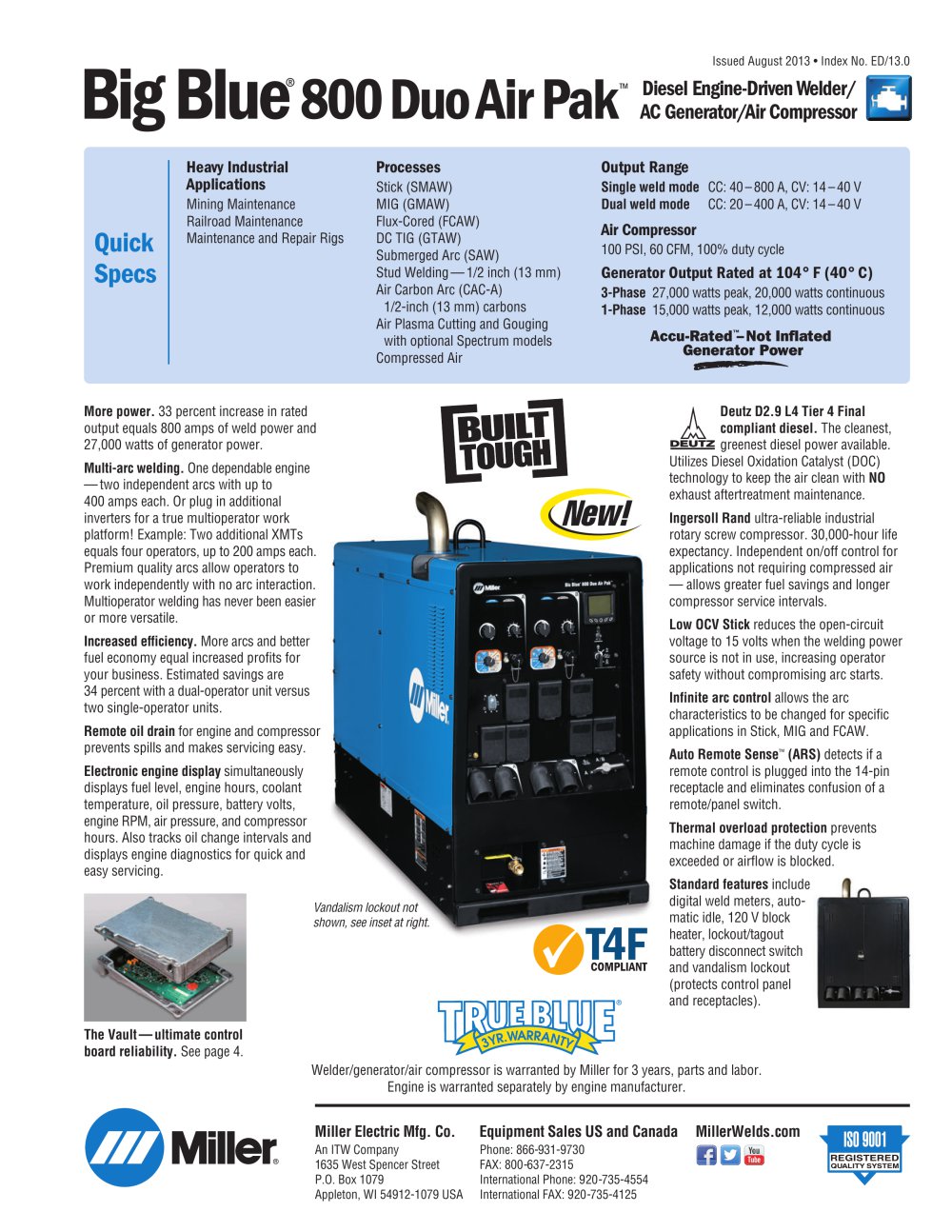 Big Blue&reg; 800 Duo Air Pak - Miller Electric Mfg.
