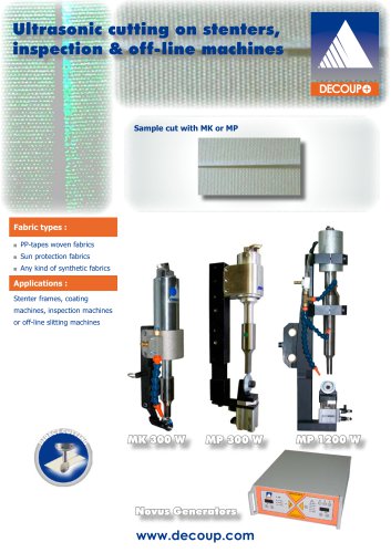 Ultrasonic cutting on stenters, inspection & off-line machines