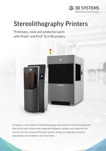 Stereolithography (SLA) Printers Brochure