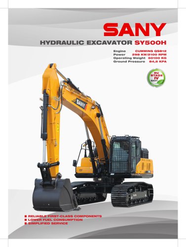 Sany Sy500h 50.5 Ton Mining Construction Usage Large Crawler RC Hydraulic Excavator