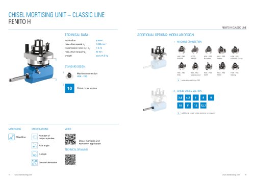 Product sheet: Chisel mortising unit BENZ RENITO H/V