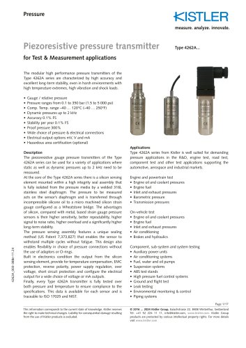 Piezoresistive pressure transmitter