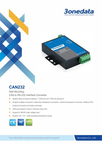 3onedata | CAN232 | 1-port CAN Bus to RS-232 Converter