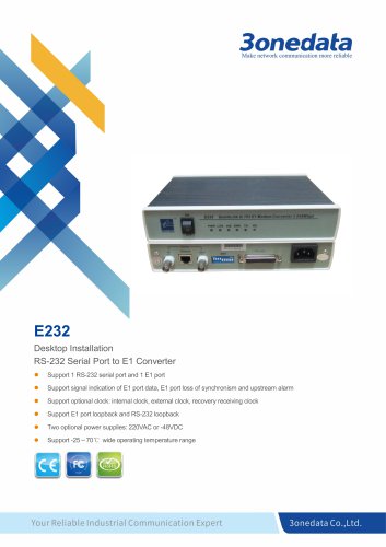 3onedata | E232 | RS-232 to E1 Converter