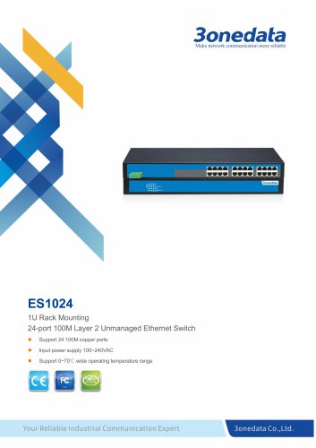 3onedata | ES1024 | Unmanaged | Rackmount | 24 ports Ethernet Switch