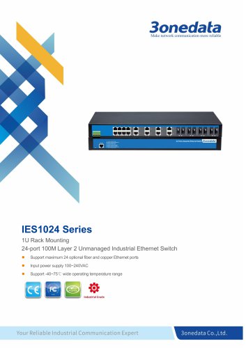 3onedata | IES1024 | Unmanaged | Rackmount | 24 ports Industrial Ethernet Switch