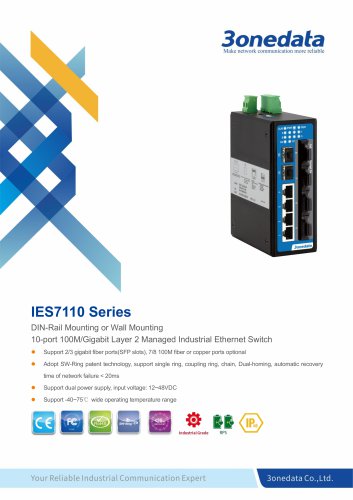 3onedata | IES7110 | Managed | DIN rail | 10 ports Industrial Ethernet Switch | Transportation