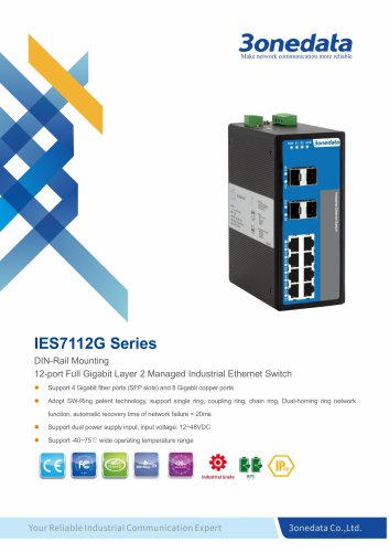 3onedata | IES7112G-4GS | DIN rail | Managed | Gigabit | 8 ports Industrial Ethernet Switch with 4 SFP sockets