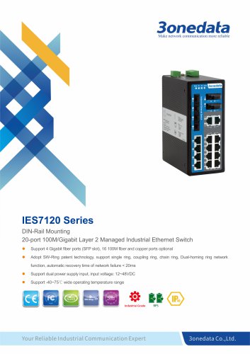 3onedata | IES7120-4GS | Managed | DIN rail | 16 ports Industrial Ethernet Switch with 4 Gigabit SFP sockets